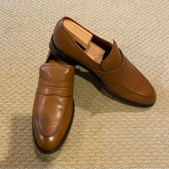 Bally Men’s Salasan Loafers 8.5 EEE Extra Wide Tobacco Brown Calf Leather NWT